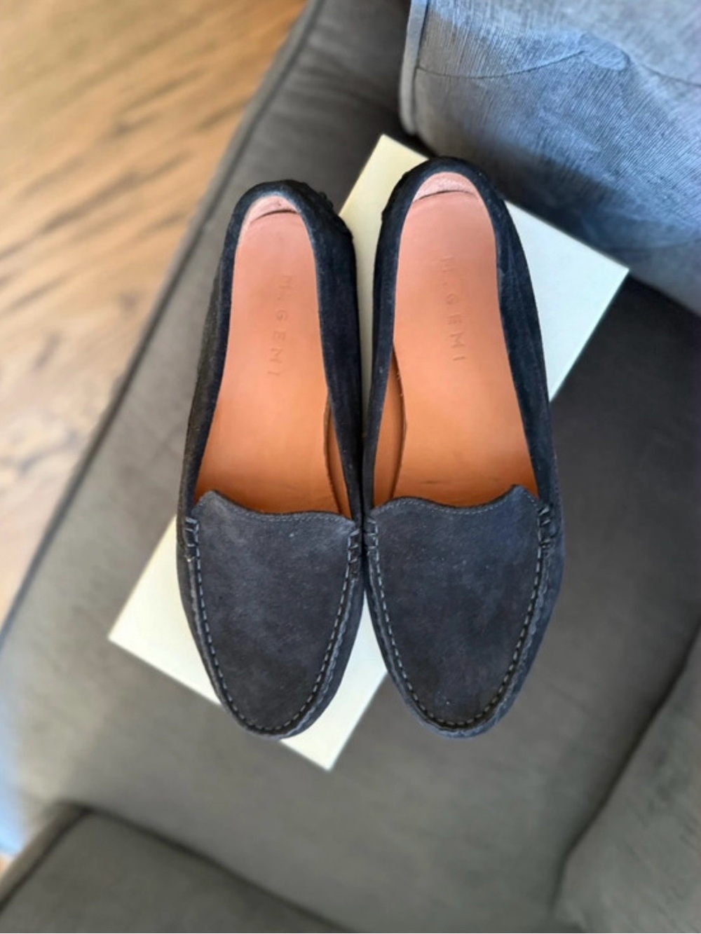 M. Gemi Charcoal Suede Loafers